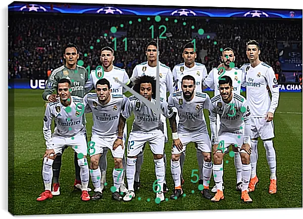 Часы картина - Фото перед матчем ФК Реал Мадрид. FC Real Madrid Часы картина - Фото перед матчем ФК Реал Мадрид. FC Real Madrid
