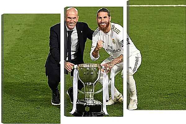 Модульная картина - Зидан и Рамос с кубком. ФК Реал Мадрид. FC Real Madrid Модульная картина - Зидан и Рамос с кубком. ФК Реал Мадрид. FC Real Madrid