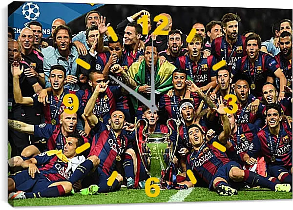 Часы картина - Победа в Лиге Чемпионов 2015. ФК Барселона. FC Barcelona Часы картина - Победа в Лиге Чемпионов 2015. ФК Барселона. FC Barcelona