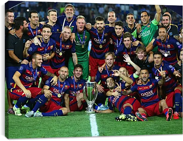 Постер на подрамнике - Победа в суперкубке 2015. ФК Барселона. FC Barcelona Постер на подрамнике - Победа в суперкубке 2015. ФК Барселона. FC Barcelona