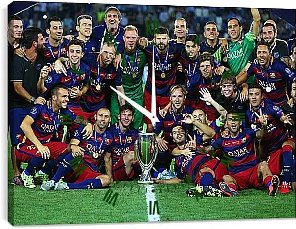 Часы картина - Победа в суперкубке 2015. ФК Барселона. FC Barcelona Часы картина - Победа в суперкубке 2015. ФК Барселона. FC Barcelona