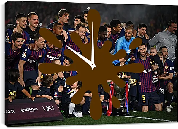 Часы картина - Победа в Чемпионате Испании. ФК Барселона. FC Barcelona Часы картина - Победа в Чемпионате Испании. ФК Барселона. FC Barcelona