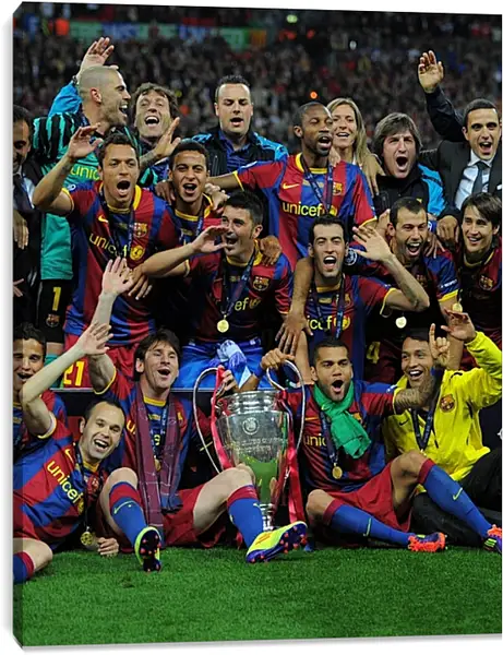 Постер на подрамнике - Победа в Лиге Чемпионов 2011. ФК Барселона. FC Barcelona Постер на подрамнике - Победа в Лиге Чемпионов 2011. ФК Барселона. FC Barcelona