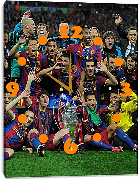 Часы картина - Победа в Лиге Чемпионов 2011. ФК Барселона. FC Barcelona Часы картина - Победа в Лиге Чемпионов 2011. ФК Барселона. FC Barcelona