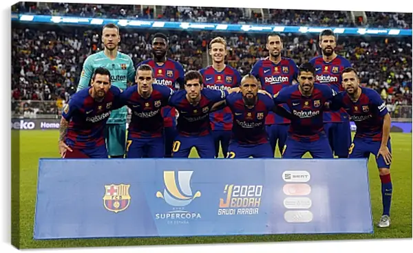 Постер на подрамнике - Фото перед матчем ФК Барселона. FC Barcelona Постер на подрамнике - Фото перед матчем ФК Барселона. FC Barcelona