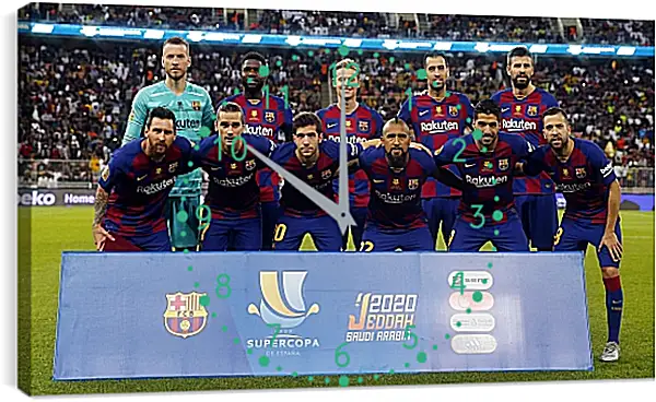 Часы картина - Фото перед матчем ФК Барселона. FC Barcelona Часы картина - Фото перед матчем ФК Барселона. FC Barcelona