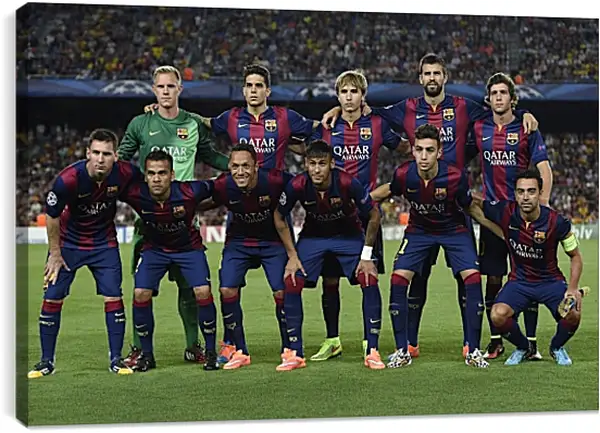 Постер на подрамнике - Фото перед матчем ФК Барселона. FC Barcelona Постер на подрамнике - Фото перед матчем ФК Барселона. FC Barcelona