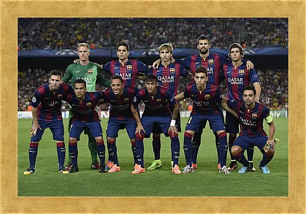 Картина в раме - Фото перед матчем ФК Барселона. FC Barcelona Картина в раме - Фото перед матчем ФК Барселона. FC Barcelona