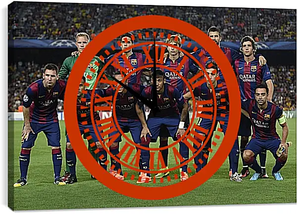 Часы картина - Фото перед матчем ФК Барселона. FC Barcelona Часы картина - Фото перед матчем ФК Барселона. FC Barcelona