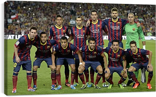Постер на подрамнике - Фото перед матчем ФК Барселона. FC Barcelona Постер на подрамнике - Фото перед матчем ФК Барселона. FC Barcelona