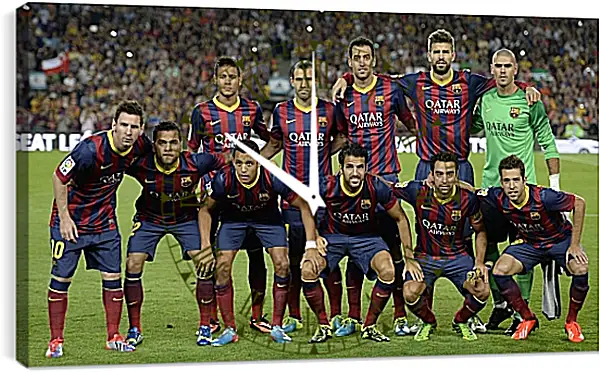 Часы картина - Фото перед матчем ФК Барселона. FC Barcelona Часы картина - Фото перед матчем ФК Барселона. FC Barcelona