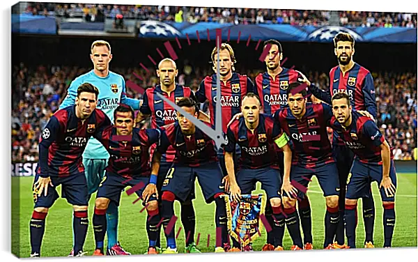 Часы картина - Фото перед матчем ФК Барселона. FC Barcelona Часы картина - Фото перед матчем ФК Барселона. FC Barcelona