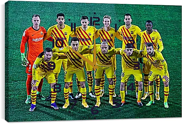 Часы картина - Фото перед матчем ФК Барселона. FC Barcelona Часы картина - Фото перед матчем ФК Барселона. FC Barcelona