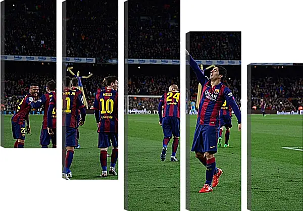 Модульная картина - Празднование гола. ФК Барселона. FC Barcelona Модульная картина - Празднование гола. ФК Барселона. FC Barcelona