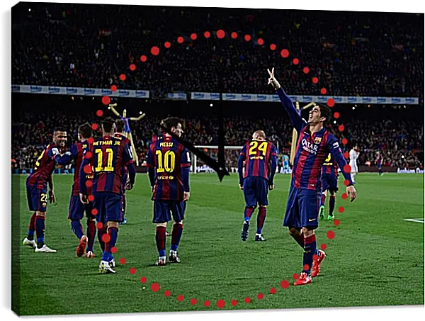 Часы картина - Празднование гола. ФК Барселона. FC Barcelona Часы картина - Празднование гола. ФК Барселона. FC Barcelona