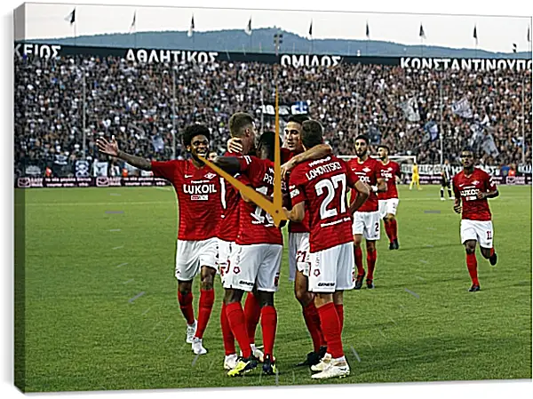 Часы картина - Празднование гола. ФК Спартак Москва. FC Spartak Moscow Часы картина - Празднование гола. ФК Спартак Москва. FC Spartak Moscow