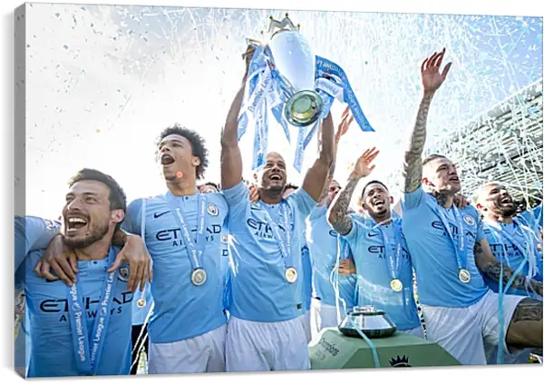 Постер на подрамнике - Победа в АПЛ. ФК Манчестер Сити. FC Manchester City Постер на подрамнике - Победа в АПЛ. ФК Манчестер Сити. FC Manchester City