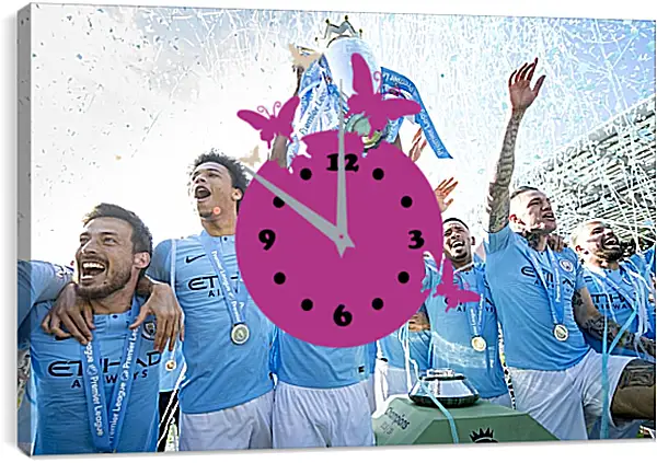 Часы картина - Победа в АПЛ. ФК Манчестер Сити. FC Manchester City Часы картина - Победа в АПЛ. ФК Манчестер Сити. FC Manchester City