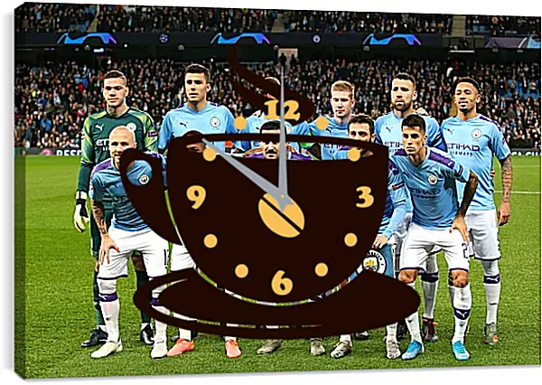 Часы картина - Фото перед матчем. Манчестер Сити. Manchester City Часы картина - Фото перед матчем. Манчестер Сити. Manchester City