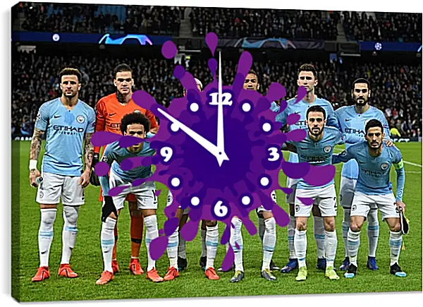 Часы картина - Фото перед матчем. Манчестер Сити. Manchester City Часы картина - Фото перед матчем. Манчестер Сити. Manchester City