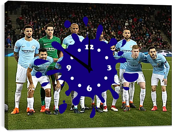 Часы картина - Фото перед матчем. Манчестер Сити. Manchester City Часы картина - Фото перед матчем. Манчестер Сити. Manchester City