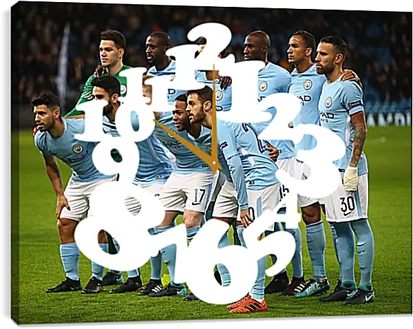 Часы картина - Фото перед матчем. Манчестер Сити. Manchester City Часы картина - Фото перед матчем. Манчестер Сити. Manchester City