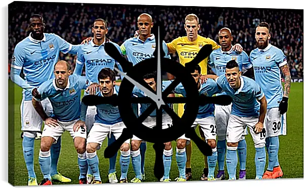 Часы картина - Фото перед матчем. Манчестер Сити. Manchester City Часы картина - Фото перед матчем. Манчестер Сити. Manchester City