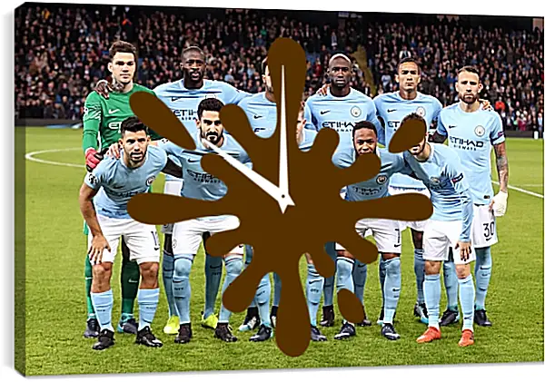 Часы картина - Фото перед матчем. Манчестер Сити. Manchester City Часы картина - Фото перед матчем. Манчестер Сити. Manchester City