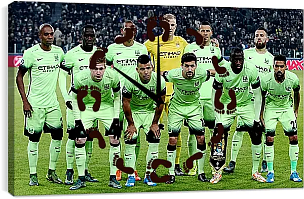 Часы картина - Фото перед матчем. Манчестер Сити. Manchester City Часы картина - Фото перед матчем. Манчестер Сити. Manchester City