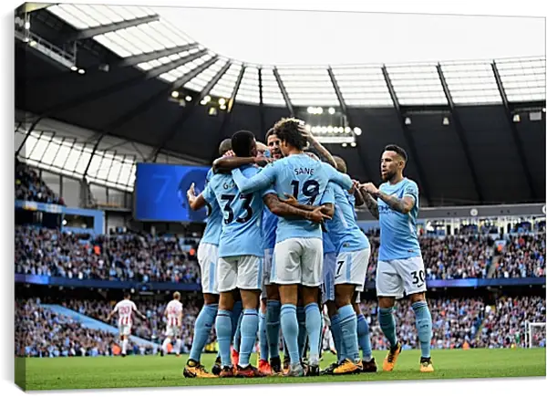 Постер на подрамнике - Празднование гола. Манчестер Сити. Manchester City Постер на подрамнике - Празднование гола. Манчестер Сити. Manchester City