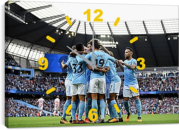 Часы картина - Празднование гола. Манчестер Сити. Manchester City Часы картина - Празднование гола. Манчестер Сити. Manchester City