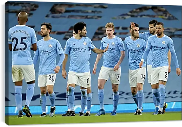 Постер на подрамнике - Празднование гола. Манчестер Сити. Manchester City Постер на подрамнике - Празднование гола. Манчестер Сити. Manchester City