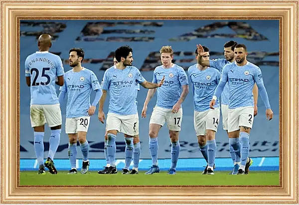 Картина в раме - Празднование гола. Манчестер Сити. Manchester City Картина в раме - Празднование гола. Манчестер Сити. Manchester City