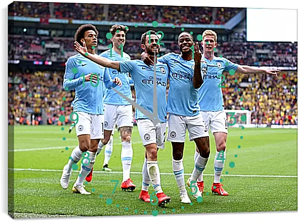 Часы картина - Празднование гола. Манчестер Сити. Manchester City Часы картина - Празднование гола. Манчестер Сити. Manchester City