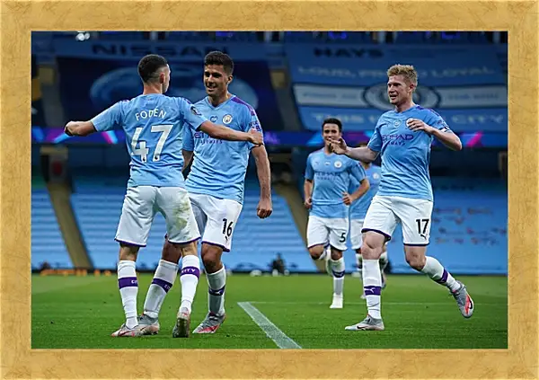 Картина в раме - Празднование гола. Манчестер Сити. Manchester City Картина в раме - Празднование гола. Манчестер Сити. Manchester City
