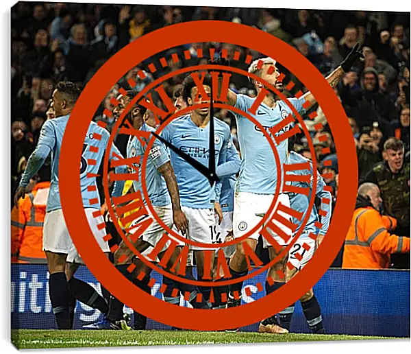 Часы картина - Празднование гола. Манчестер Сити. Manchester City Часы картина - Празднование гола. Манчестер Сити. Manchester City