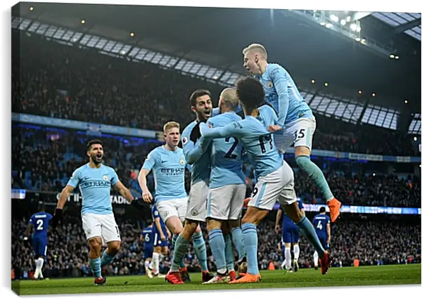 Постер на подрамнике - Празднование гола. Манчестер Сити. Manchester City Постер на подрамнике - Празднование гола. Манчестер Сити. Manchester City
