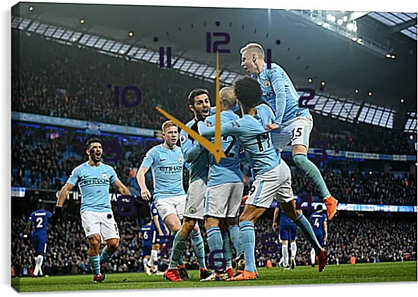 Часы картина - Празднование гола. Манчестер Сити. Manchester City Часы картина - Празднование гола. Манчестер Сити. Manchester City