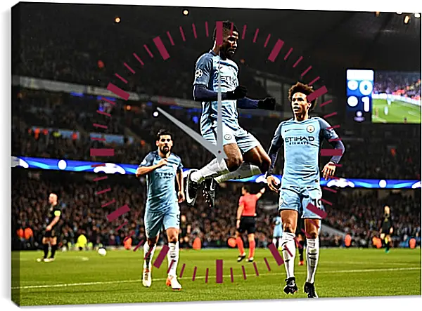 Часы картина - Празднование гола. Манчестер Сити. Manchester City Часы картина - Празднование гола. Манчестер Сити. Manchester City