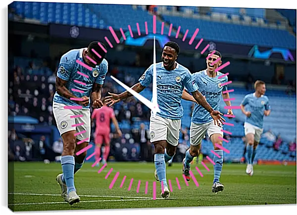 Часы картина - Празднование гола. Манчестер Сити. Manchester City Часы картина - Празднование гола. Манчестер Сити. Manchester City