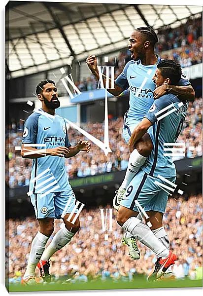 Часы картина - Празднование гола. Манчестер Сити. Manchester City Часы картина - Празднование гола. Манчестер Сити. Manchester City