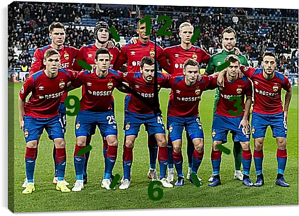 Часы картина - Фото перед матчем. ФК ЦСКА Москва. FC CSKA Moscow Часы картина - Фото перед матчем. ФК ЦСКА Москва. FC CSKA Moscow