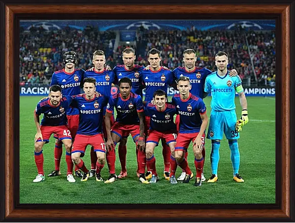 Картина в раме - Фото перед матчем. ФК ЦСКА Москва. FC CSKA Moscow Картина в раме - Фото перед матчем. ФК ЦСКА Москва. FC CSKA Moscow