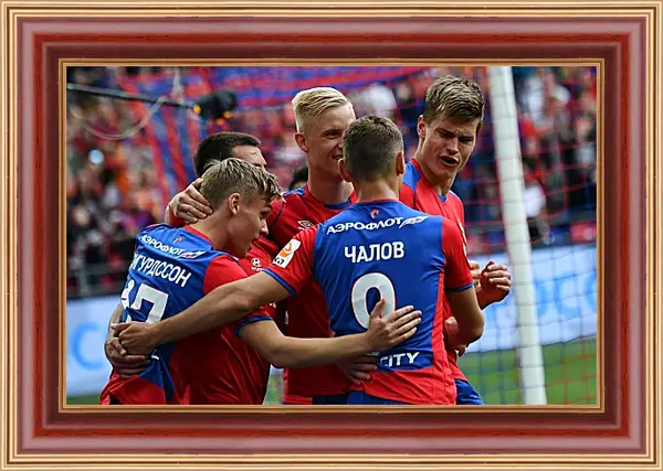 Картина в раме - Празднование гола. ФК ЦСКА Москва. FC CSKA Moscow Картина в раме - Празднование гола. ФК ЦСКА Москва. FC CSKA Moscow
