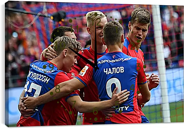 Часы картина - Празднование гола. ФК ЦСКА Москва. FC CSKA Moscow Часы картина - Празднование гола. ФК ЦСКА Москва. FC CSKA Moscow