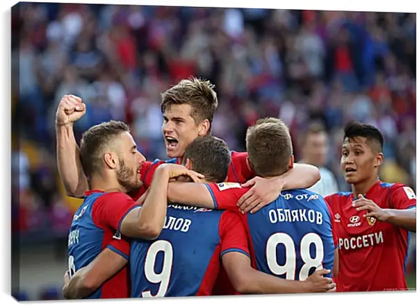 Постер на подрамнике - Празднование гола. ФК ЦСКА Москва. FC CSKA Moscow Постер на подрамнике - Празднование гола. ФК ЦСКА Москва. FC CSKA Moscow