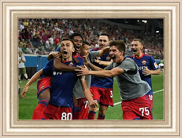 Картина в раме - Празднование гола. ФК ЦСКА Москва. FC CSKA Moscow Картина в раме - Празднование гола. ФК ЦСКА Москва. FC CSKA Moscow