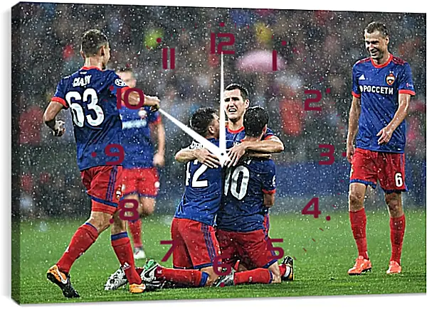 Часы картина - Празднование гола. ФК ЦСКА Москва. FC CSKA Moscow Часы картина - Празднование гола. ФК ЦСКА Москва. FC CSKA Moscow