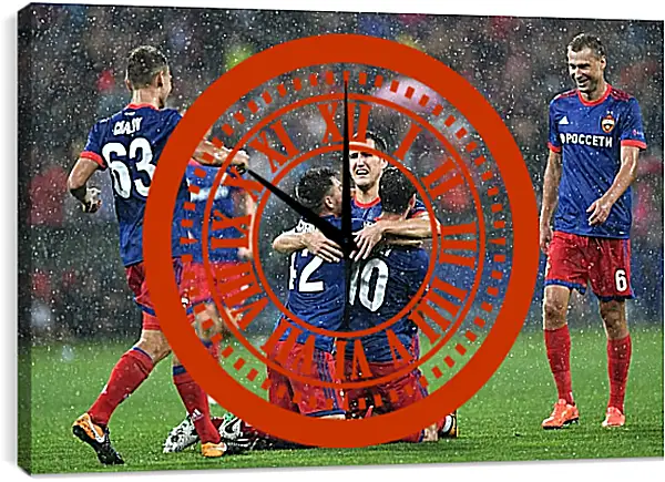 Часы картина - Празднование гола. ФК ЦСКА Москва. FC CSKA Moscow Часы картина - Празднование гола. ФК ЦСКА Москва. FC CSKA Moscow