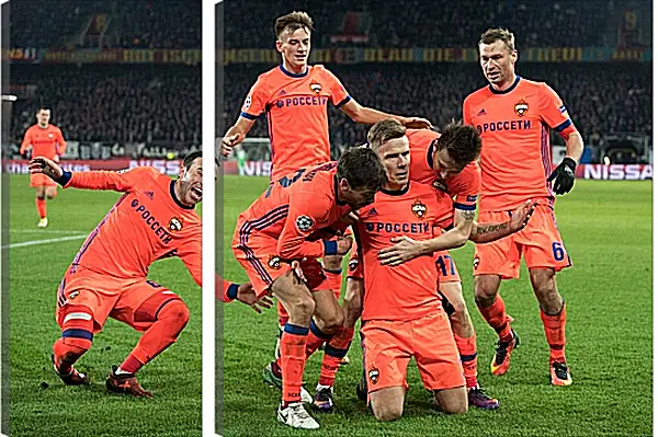 Модульная картина - Празднование гола. ФК ЦСКА Москва. FC CSKA Moscow Модульная картина - Празднование гола. ФК ЦСКА Москва. FC CSKA Moscow